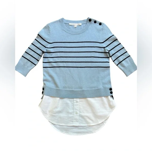 Veronica Beard Knot Mariner Silk Cashmere Sweater in Blue SZ Small - Picture 3 of 8